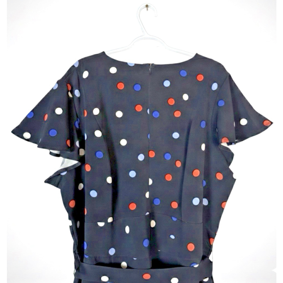 Lane Bryant Plus Size Polka Dot Black Dress Tie Waist - Picture 8 of 12